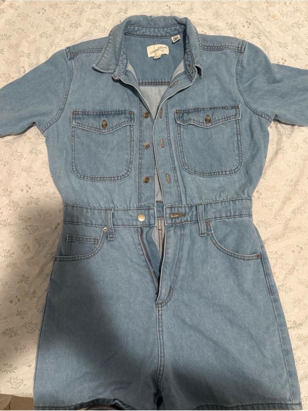 Universal Thread Light Blue Denim Short Sleeve Romper